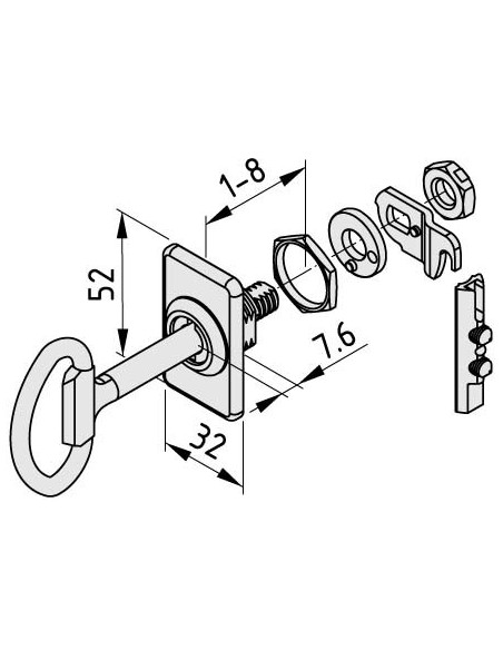 Cerradura panel 6 llave tubular con roseta aplicación a derecha