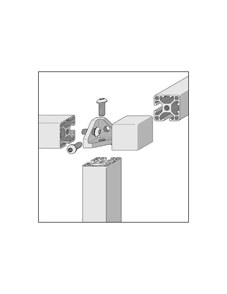 Kit unión vértice 8 40x40x40 gris similar al RAL 7042