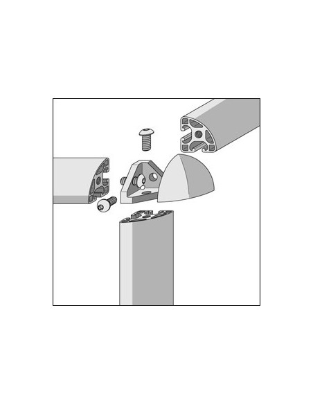 Kit unión vértice 8 R40-90° gris similar al RAL 7042