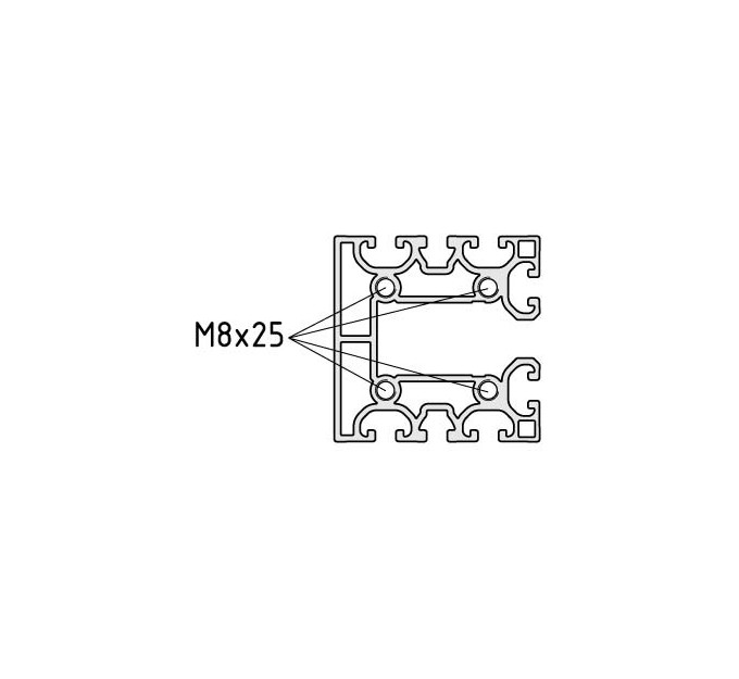 Placa base X 8 240x160-2x90º M16
