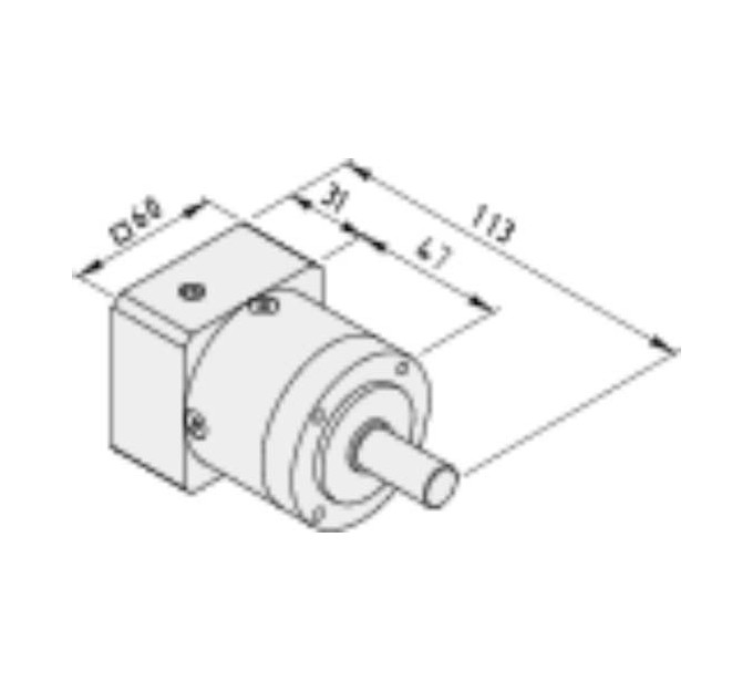 Reductor AP 60-5 similar al RAL 9006 aluminio