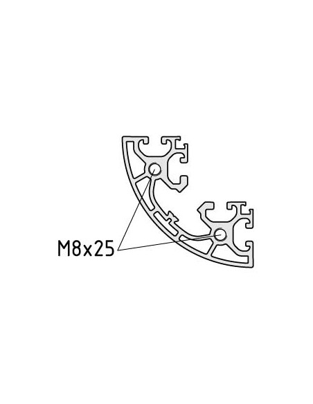 Placa base X 8 40 R80-90° M16 similar al RAL 9006 aluminio