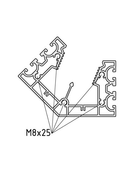 Placa base X 8 80-45° M16 similar al RAL 9006 aluminio