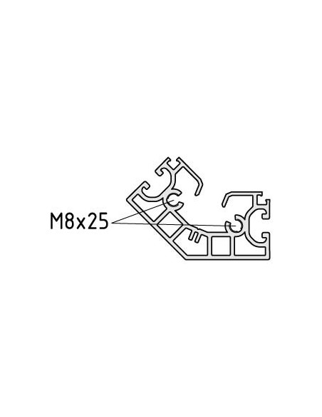 Placa base X 8 40-45° M16 similar al RAL 9006 aluminio