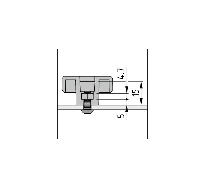 Pomo moleteado Pi hembra D34 M5 PA gris