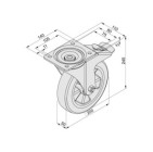 Rueda giratoria D200 PU 140x110 con freno 2