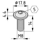 Tornillo con valona M8x14 zincado