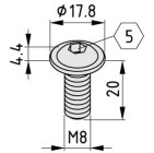 Tornillo con valona M8x20 zincado