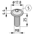 Tornillo con valona M8x25 zincado