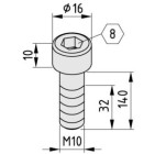 Tornillo Allen DIN 912 M10x140 zincado