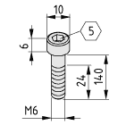 Tornillo Allen DIN 912 M6x140 zincado