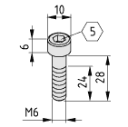 Tornillo Allen DIN 912 M6x28 zincado