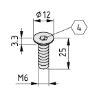 Tornillo Allen avellanado DIN 7991 M6x25 zincado